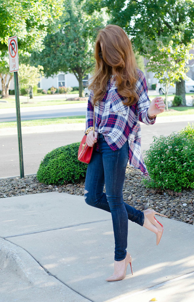 purple plaid jeans