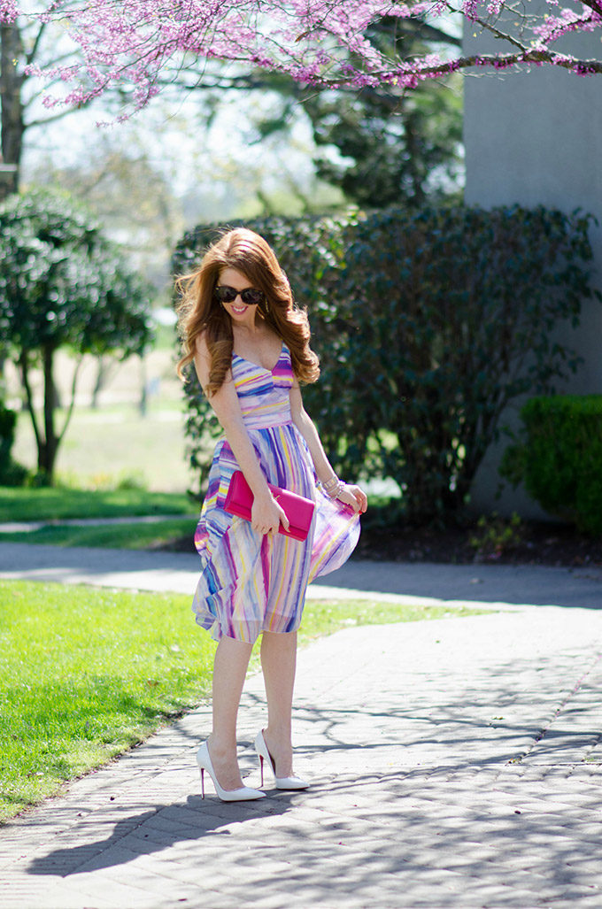 Striped Midi Dress Jimmy Choos & Tennis Shoes