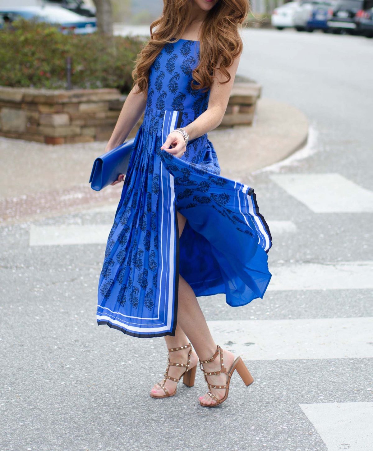 Cobalt Blue Dress Jimmy Choos & Tennis Shoes