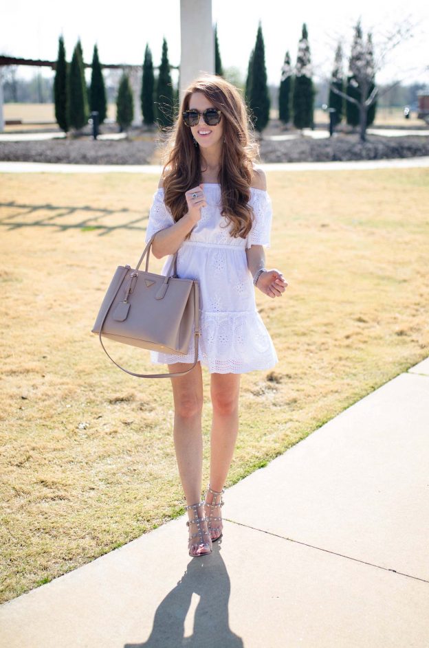 White Eyelet Dress - Jimmy Choos & Tennis Shoes