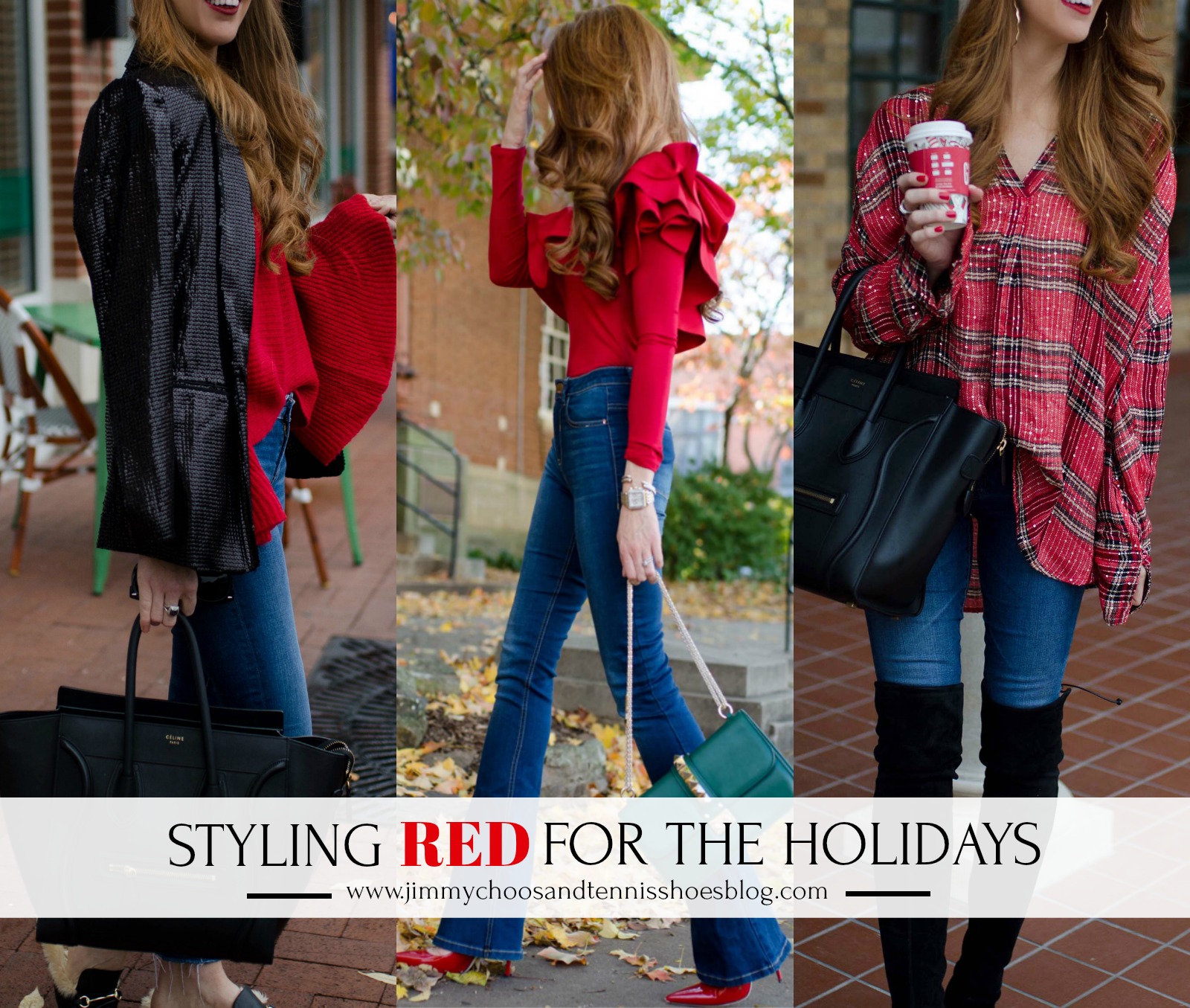 3 Ways to Wear Red for the Holidays - Jimmy Choos & Tennis Shoes