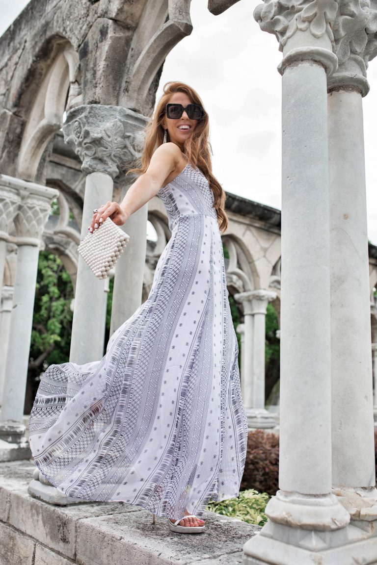 Metallic Maxi Moment in the Bahamas Jimmy Choos & Tennis Shoes