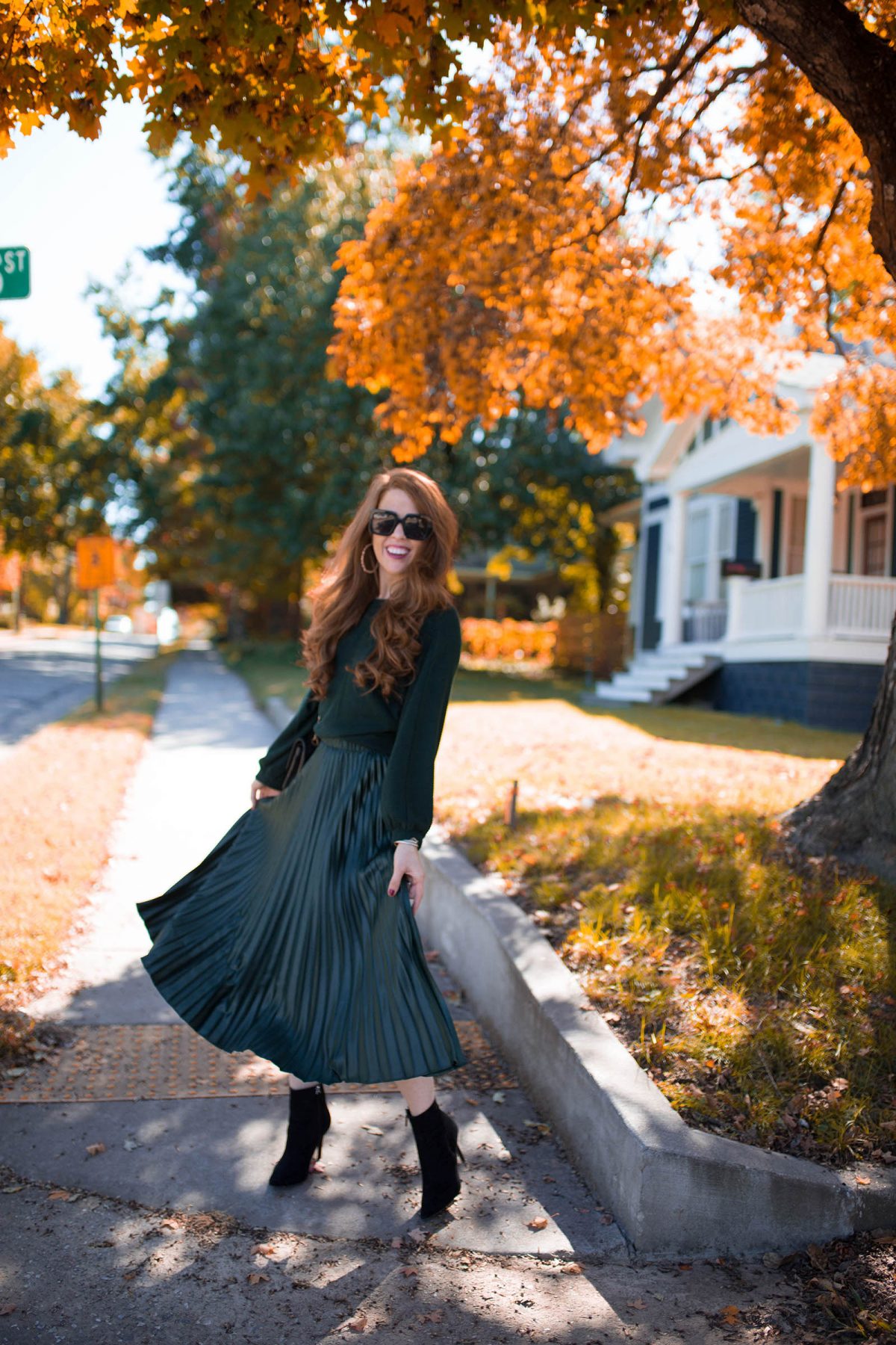 Fall Pleated Maxi Skirt - Jimmy Choos & Tennis Shoes