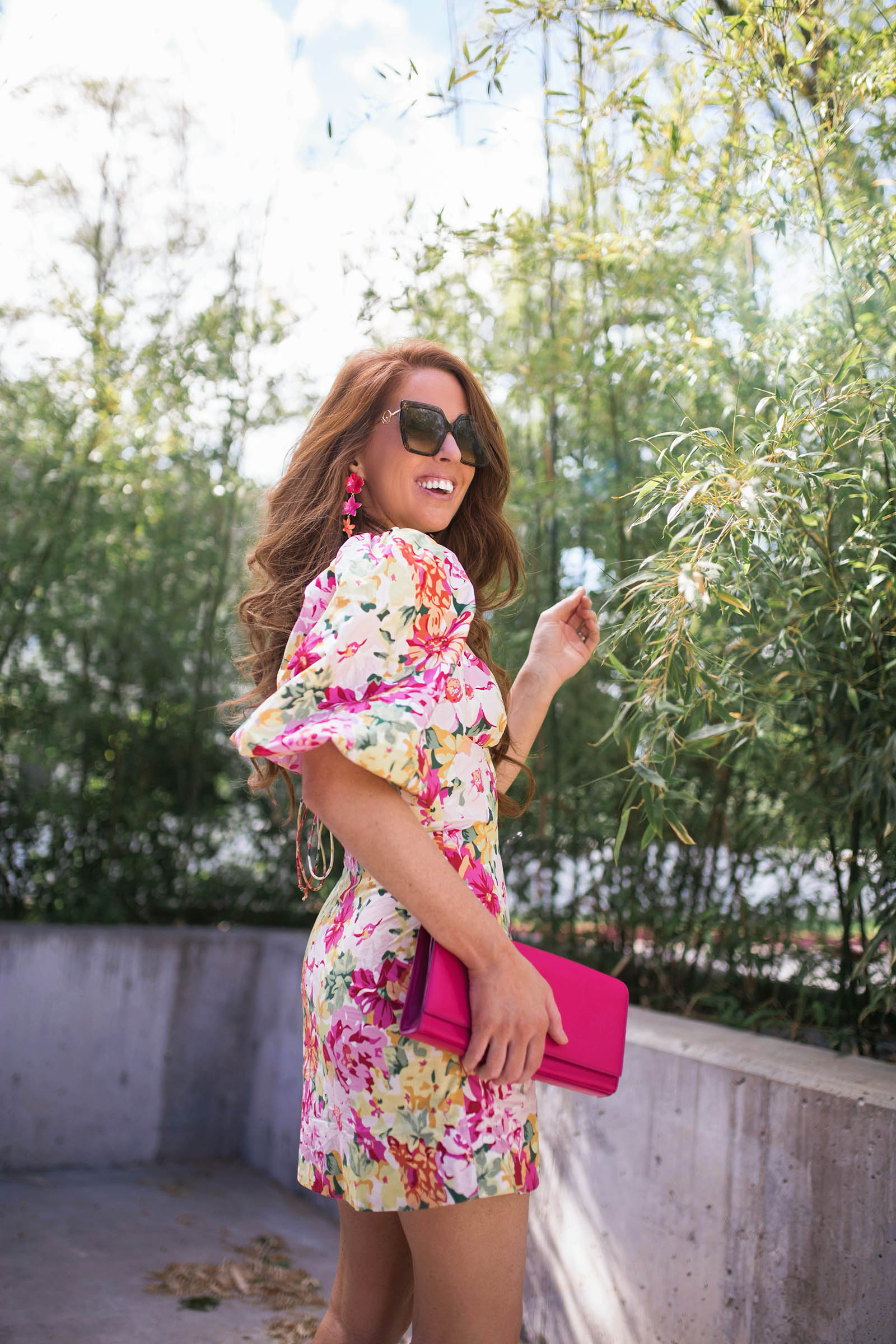 Floral Statement Sleeve Dress - Jimmy Choos & Tennis Shoes