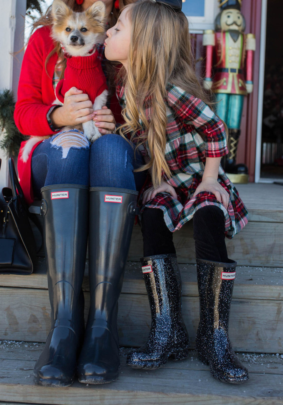 Holiday Traditions in our DSW Hunter Boots Jimmy Choos & Tennis Shoes